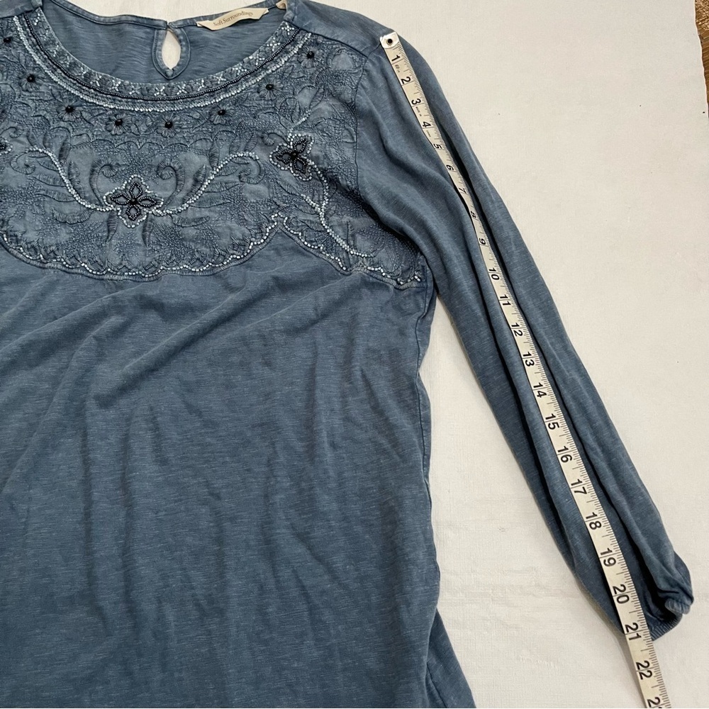 Soft Surroundings Blue Embroidered Beaded Tunic - Picture 10 of 10